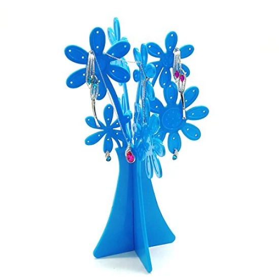 CONNECTWIDE ABS Sun Flower Necklace Stud Earring Holder Organizer Display Rack Tower Stand Tree with Base Tray Jewelry for Women