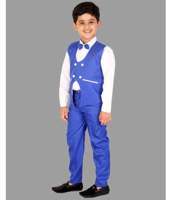 DKGF Fashion - Navy Blue Cotton Blend Boys Shirt & Pants ( Pack of 1 ) - None