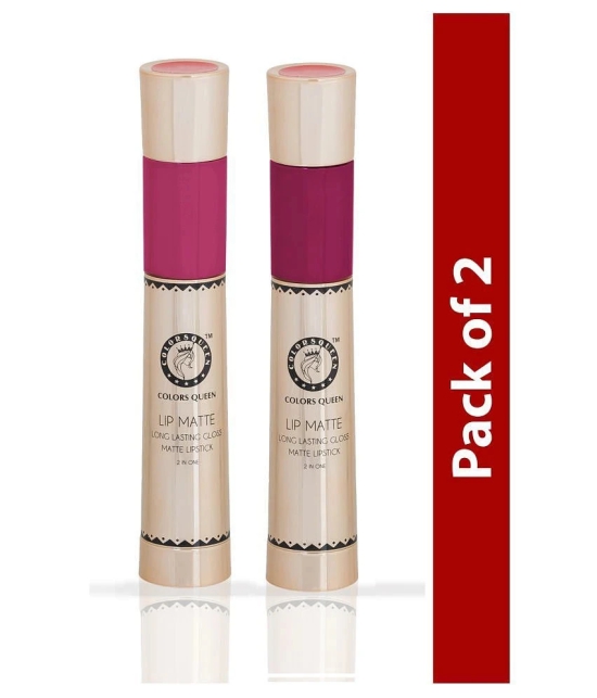 Colors Queen 2 In 1 Long Lasting Matte Lipstick ( Cherry & Glam ) Multi Pack of 2 16 g