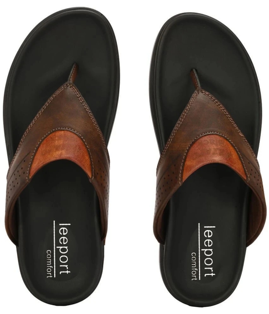 Leeport - Brown Mens Thong Flip Flop - None