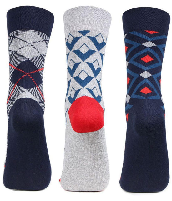 Bonjour - Cotton Mens Printed Multicolor Full Length Socks ( Pack of 3 ) - Multicolor