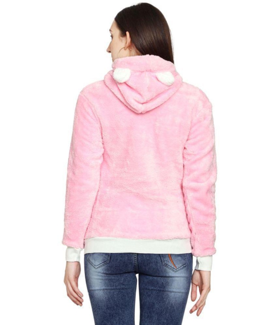 PPTHEFASHIONHUB Faux Fur Womens Hooded Sweatshirt ( Pink ) - None