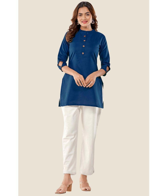 Glomee - Blue Cotton Blend Women's Tunic ( Pack of 1 ) - None