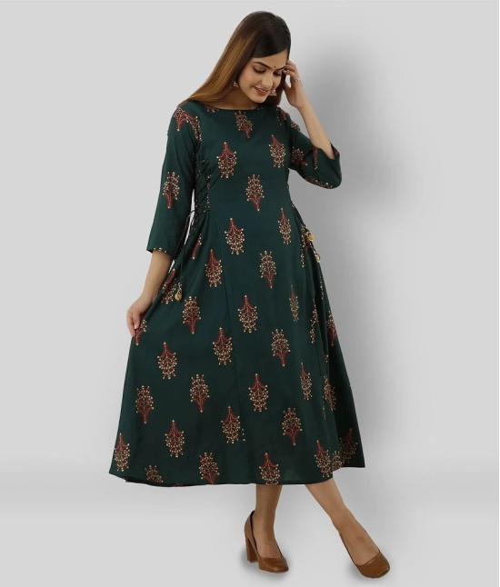 Lee Moda - Green Rayon Womens Flared Kurti ( Pack of 1 ) - XL