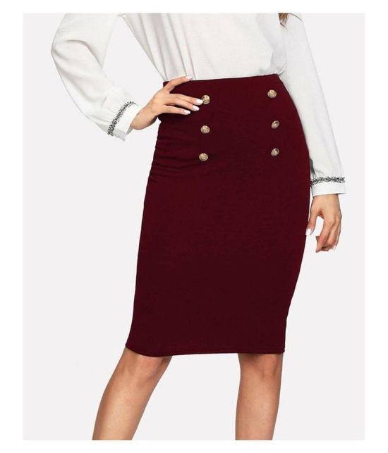 Addyvero Cotton Lycra Pencil Skirt - Maroon Single - 30