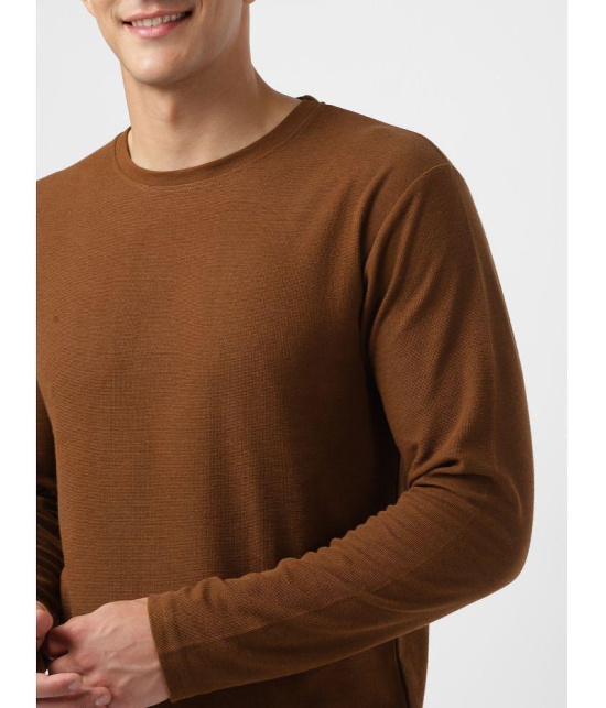 UrbanMark Cotton Blend Regular Fit Solid Full Sleeves Mens T-Shirt - Brown ( Pack of 1 ) - None