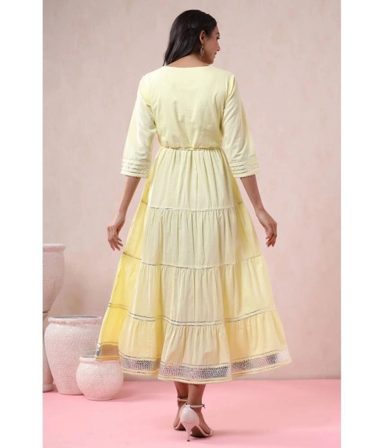 Juniper Cotton Applique Midi Womens Fit & Flare Dress - Yellow ( Pack of 1 ) - None