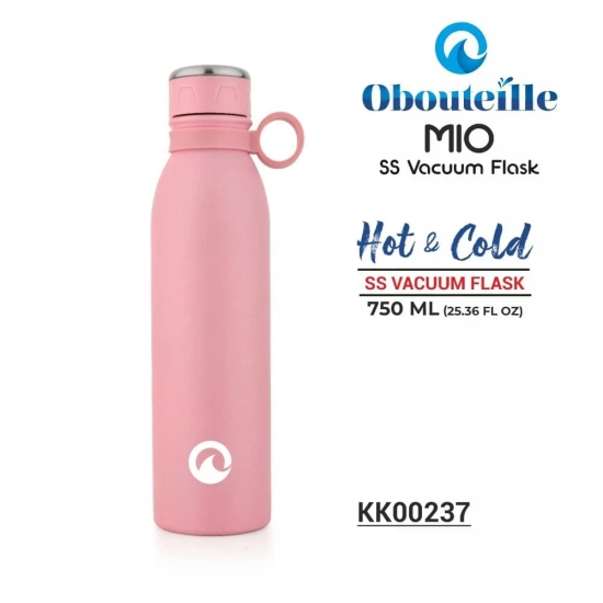 Obouteille Mio Soothing Pink Stainless Steel Vacuum Insulated 750 ml Leak Proof Flask Water Bottle for School/Home/Kitchen/Office/Work/Gym/Outdoor/Exercise/Yoga/Fitness/Camping/Boys/Girls/Kids/Adults