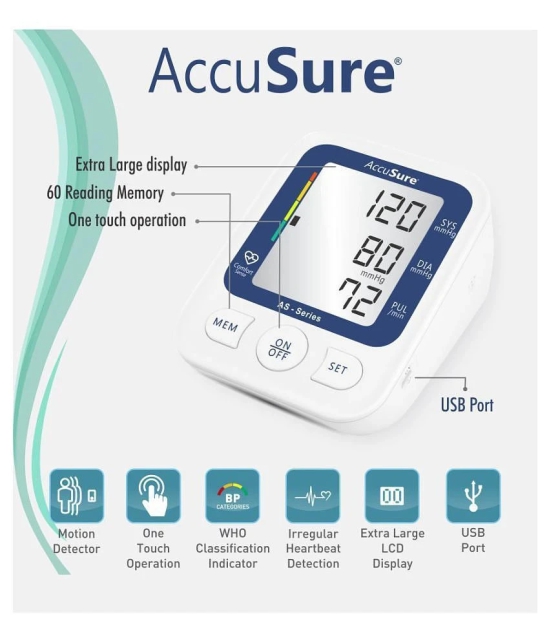 AccuSure AS Series Automatic and Advance Feature Blood Pressure Monitoring System, White