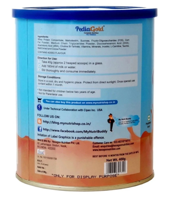 Pediagold Pediagold Chacolate Complete Kids Nutrition Supplement Nutrition Drink Powder 400 gm Chocolate