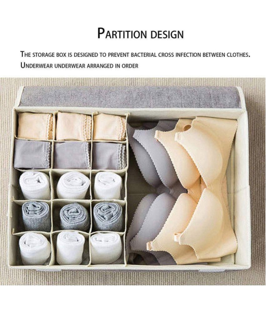 House of Quirk Innerwear Organizer 15+1 Compartment Non-Smell Non Woven Foldable Fabric Storage Box for Closet