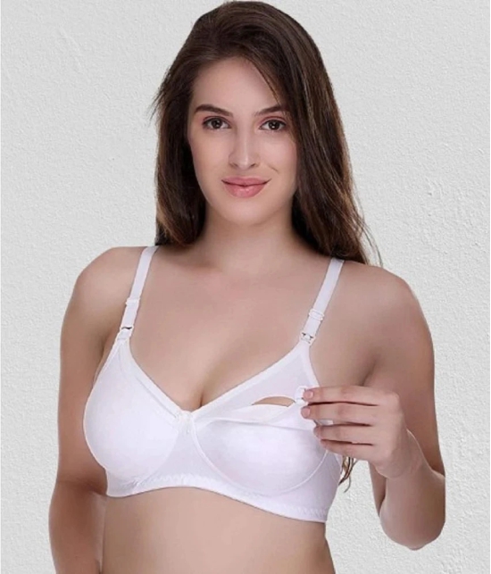 Desiprime - White Cotton Solid Womens Maternity Bra ( Pack of 1 ) - 44B