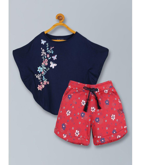 PLUM TREE Navy Viscose Girls Shirt With Shorts ( Pack of 2 ) - None