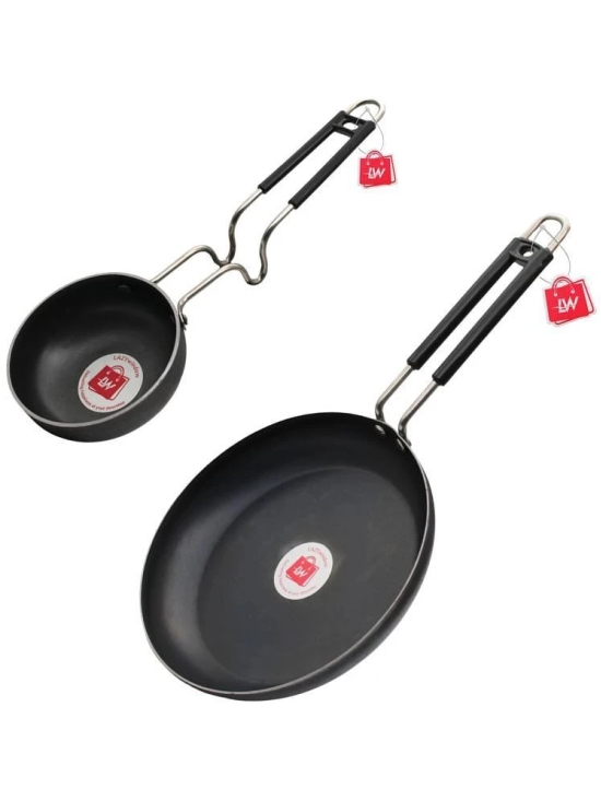 LAZYWINDOW Fry Pan & Tadka Pan Black Iron No Coating Cookware Sets ( Set of 1 )