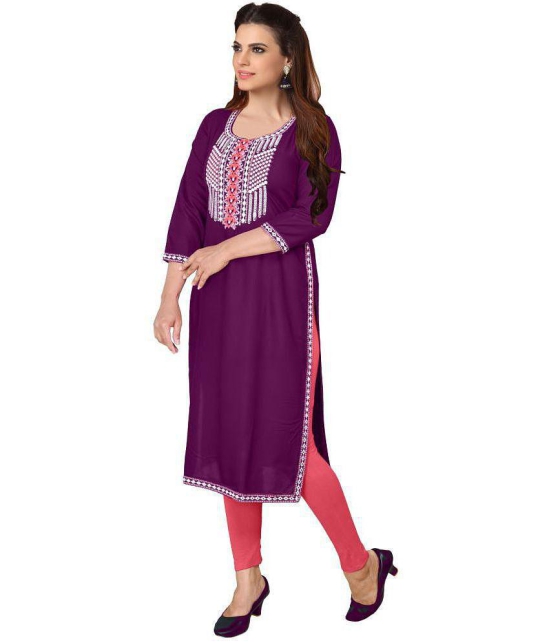 Kapadia - Wine Rayon Women''s Straight Kurti ( Pack of 1 ) - None