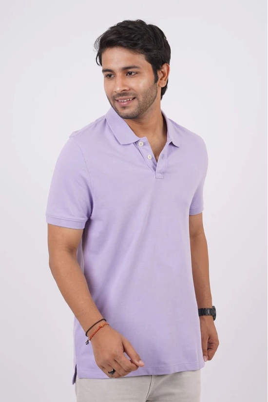 Men's Lavender Solid Polo T-Shirt