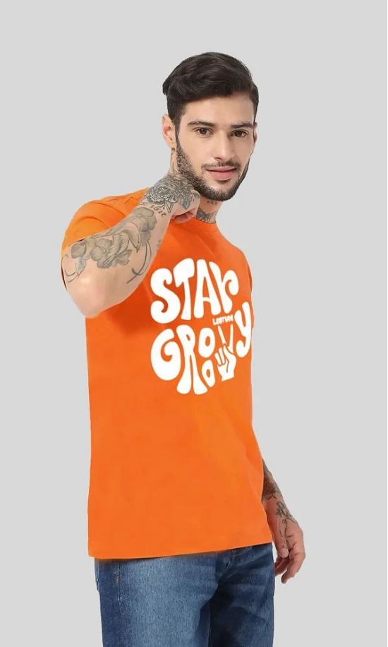 Leotude - Orange Cotton Blend Oversized Fit Mens T-Shirt ( Pack of 1 ) - None