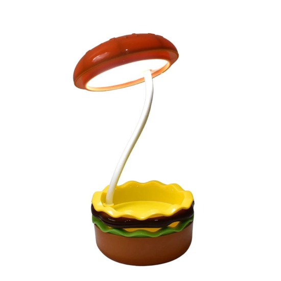 Burger-Shaped Desk Lamp with Adjustable Neck, Folding LED Night Lamp (1 Pc)