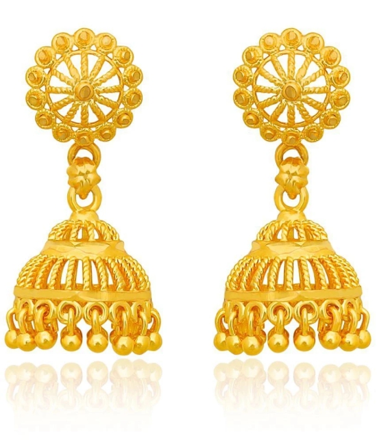 LUV FASHION Golden Jhumki Earrings ( Pack of 1 ) - Golden