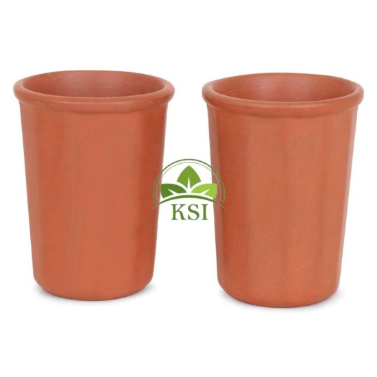 KSI Handmade Mitti Ke Glass Terracotta Clay Earthen Glasses for Drinking Water Juice Lassi Chai 225 ml Pack of 6