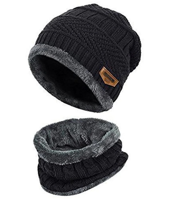 ICONIC ME Black Woollen Mens Cap ( Pack of 1 ) - Black