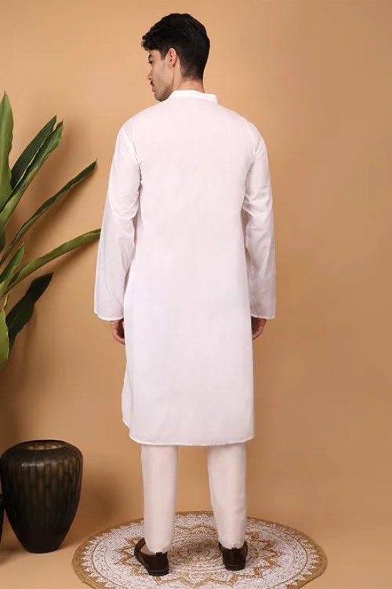 Shwet Men Cotton White Chikankari Men Kurta - 295-S