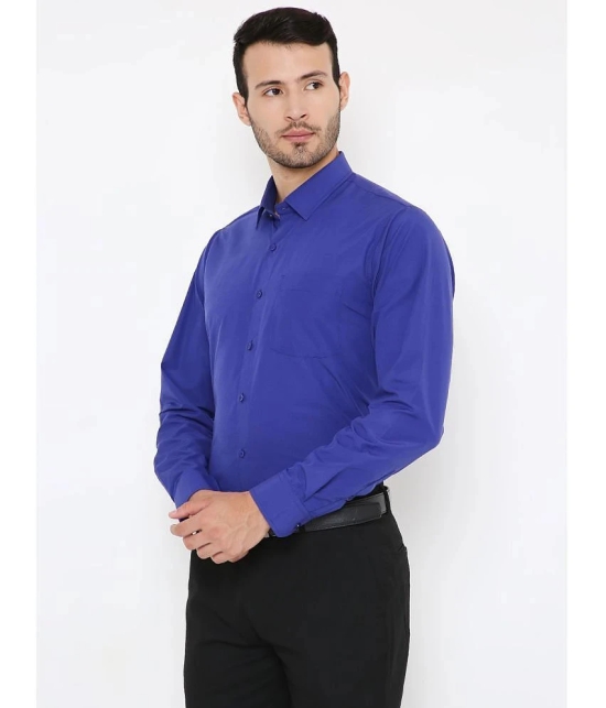 Maharaja - Blue Polyester Blend Slim Fit Mens Formal Shirt ( Pack of 1 ) - None