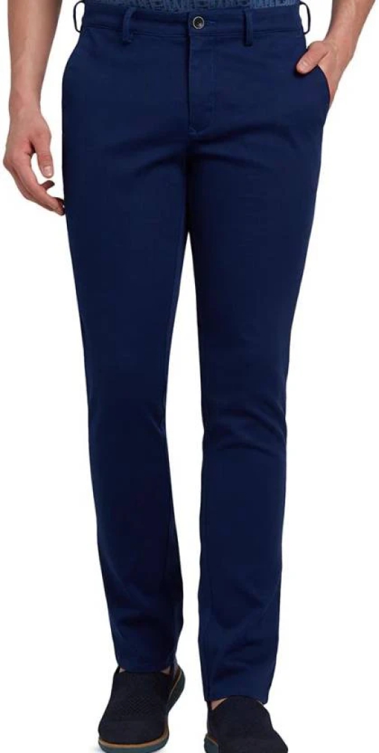 Pack of 2 Men Regular Fit Dark Blue Cotton Blend Trousers