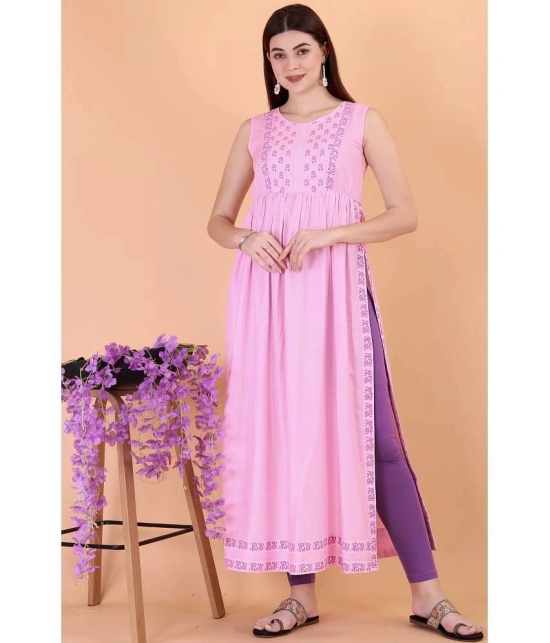 Glomee - Pink Viscose Womens Nayra Kurti ( Pack of 1 ) - None