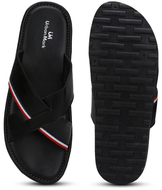 UrbanMark Men Comfortable Crossover- Strap Anti Skid Sole Slippers- Black - None