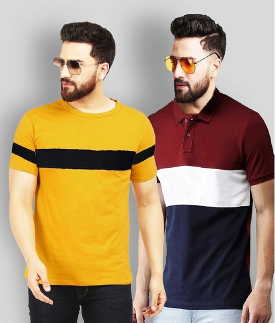 Leotude - Multicolor Cotton Blend Regular Fit Mens T-Shirt ( Pack of 2 ) - None