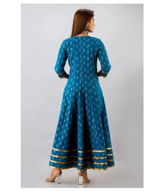 SVARCHI - Blue Cotton Womens Anarkali Kurti ( Pack of 1 ) - M