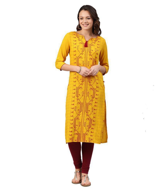 Alena Yellow Rayon Straight Kurti - M