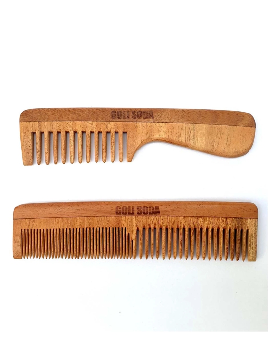 Goli Soda Neem Wood Combs Wide Tooth with Handle & Double Tooth