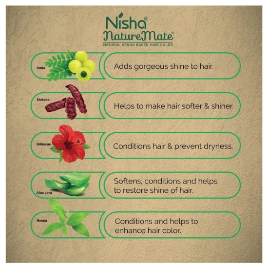 Nisha Nature Mate Henna Based Hair Colour Dark Brown 45gm Pack of 3, No Ammonia, No Resorcinol, 100% Grey Coverage