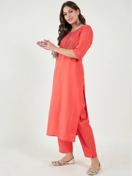 Yoke Design Pleated Pure Cotton Kurta With Trouser