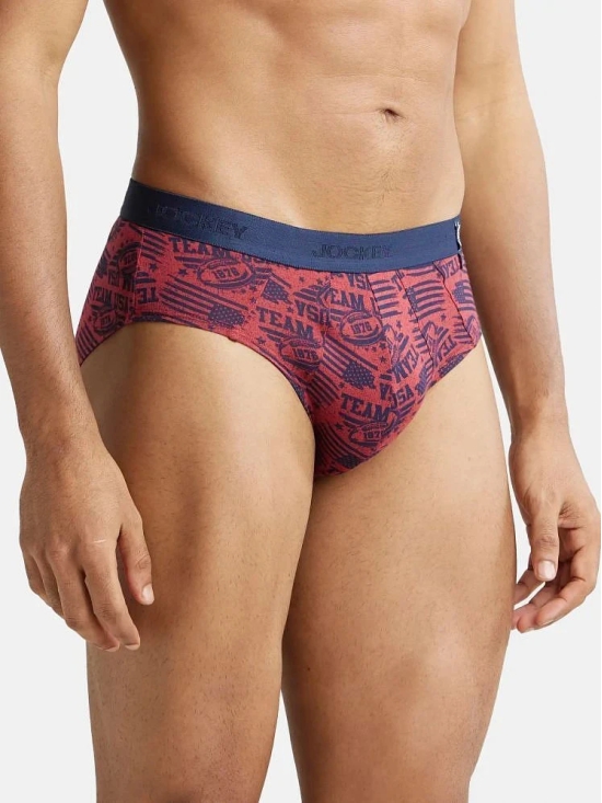 Jockey US52 Men Super Combed Cotton Printed Brief - Brick Red - None