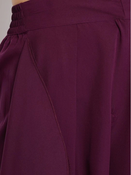 Women Burgundy Relaxed Loose Fit Solid Culottes