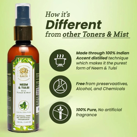 Kaaya Natural Neem & Tulsi Toner & Mist 100ML Bottle (BUY 1 GET 1 FREE)