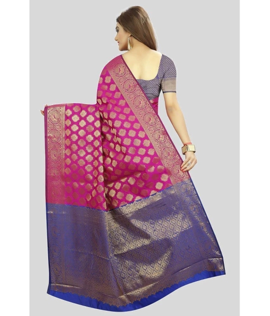 Gazal Fashions - Pink Banarasi Silk Saree With Blouse Piece ( Pack of 1 ) - Pink