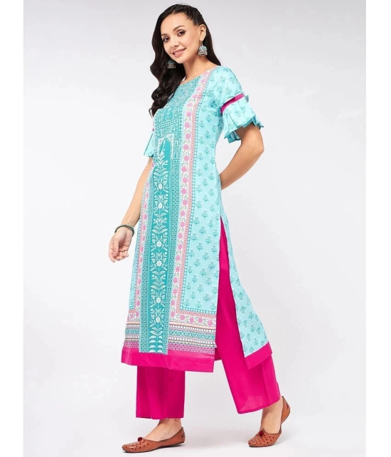 Pannkh - Blue Rayon Flex Womens Straight Kurti ( Pack of 1 ) - None