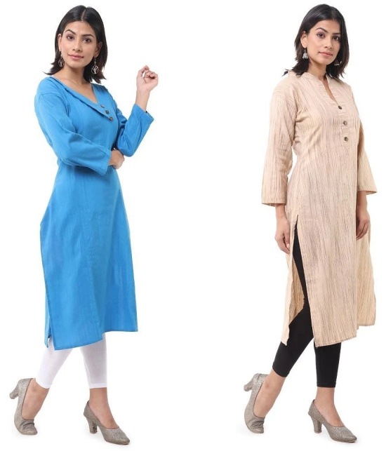 DESHBANDHU DBK - Multicolor Cotton Womens Straight Kurti ( Pack of 2 ) - None