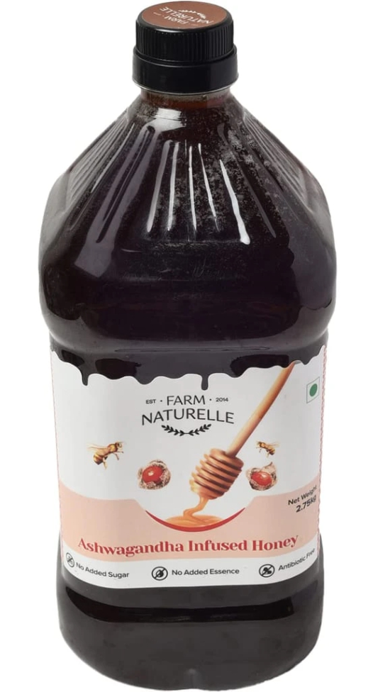 Farm Naturelle-Ashwagandha Infused Forest Honey|2.75kg Pet-Bottle|Ayurveda Honey| 100% Pure Raw Natural Unprocessed|Lab Tested Honey