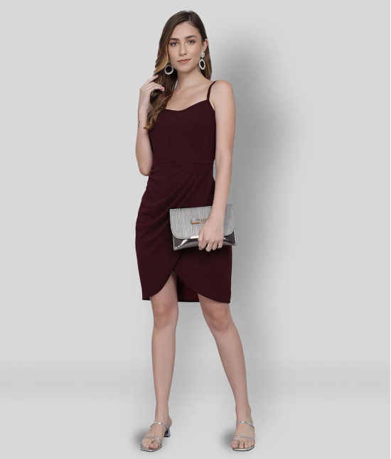 Addyvero - Maroon Cotton Blend Women's Bodycon Dress ( Pack of 1 ) - S