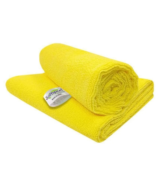 SOFTSPUN Microfiber Cloth - 2 pcs - 40x60 cms - 340 GSM Yellow - Thick Lint & Streak-Free Multipurpose Cloths - Automotive Microfibre Towels for Car Bike Cleaning Polishing Washing & Detaili