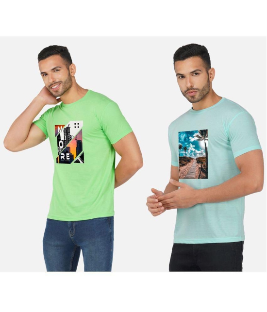 CHOZI Cotton Blend Regular Fit Printed Half Sleeves Men's T-Shirt - Multicolor ( Pack of 2 ) - None