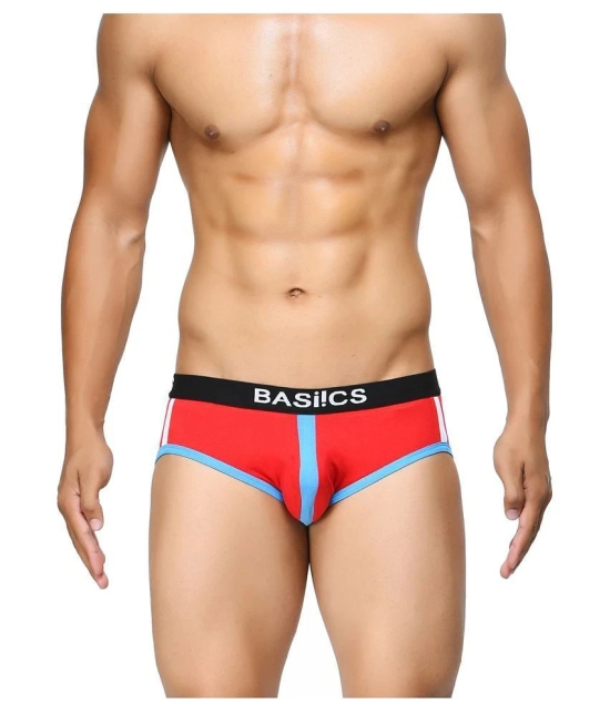 BASIICS By La Intimo - Red Cotton Blend Mens Briefs ( Pack of 1 ) - L