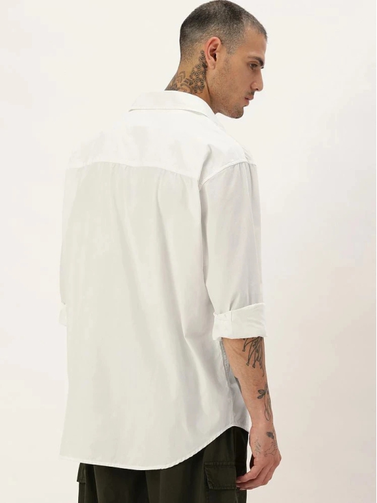 Bene Kleed 100% Cotton Oversized Fit Solids Full Sleeves Mens Casual Shirt - White ( Pack of 1 ) - None