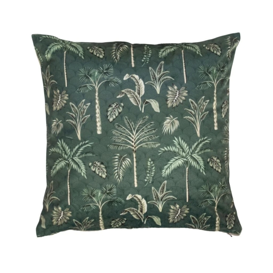 Tropical Paradise Palms Printed Dark Green Cushion Cover, 40 x 40 cm