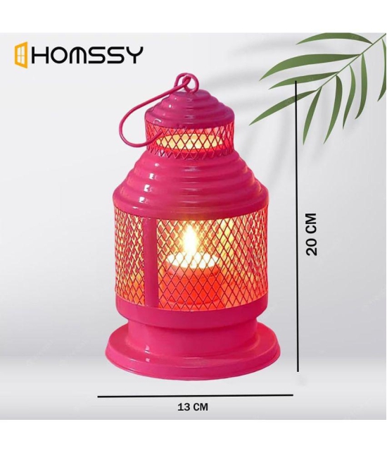 HOMSSY Red Hanging Metal Tea Light Holder - Pack of 1